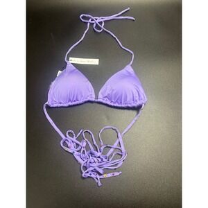 Monica Hansen Beachwear NWT Bikini Triangle Padded Top Purple in Size Large